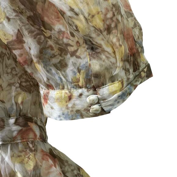 Danielle Bernstein WeWoreWhat SHEER Puff Sleeve Tiered Mini Dress Size XL - Picture 6 of 7